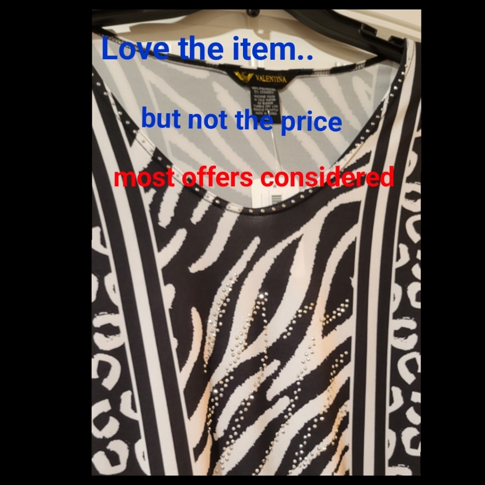 🆕️Valentina Blk/Wht Zebra Bling Tunic XL - Picture 7 of 11
